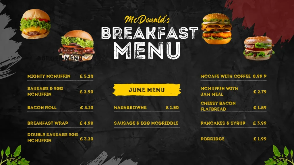 McDonald's Breakfast Menu
